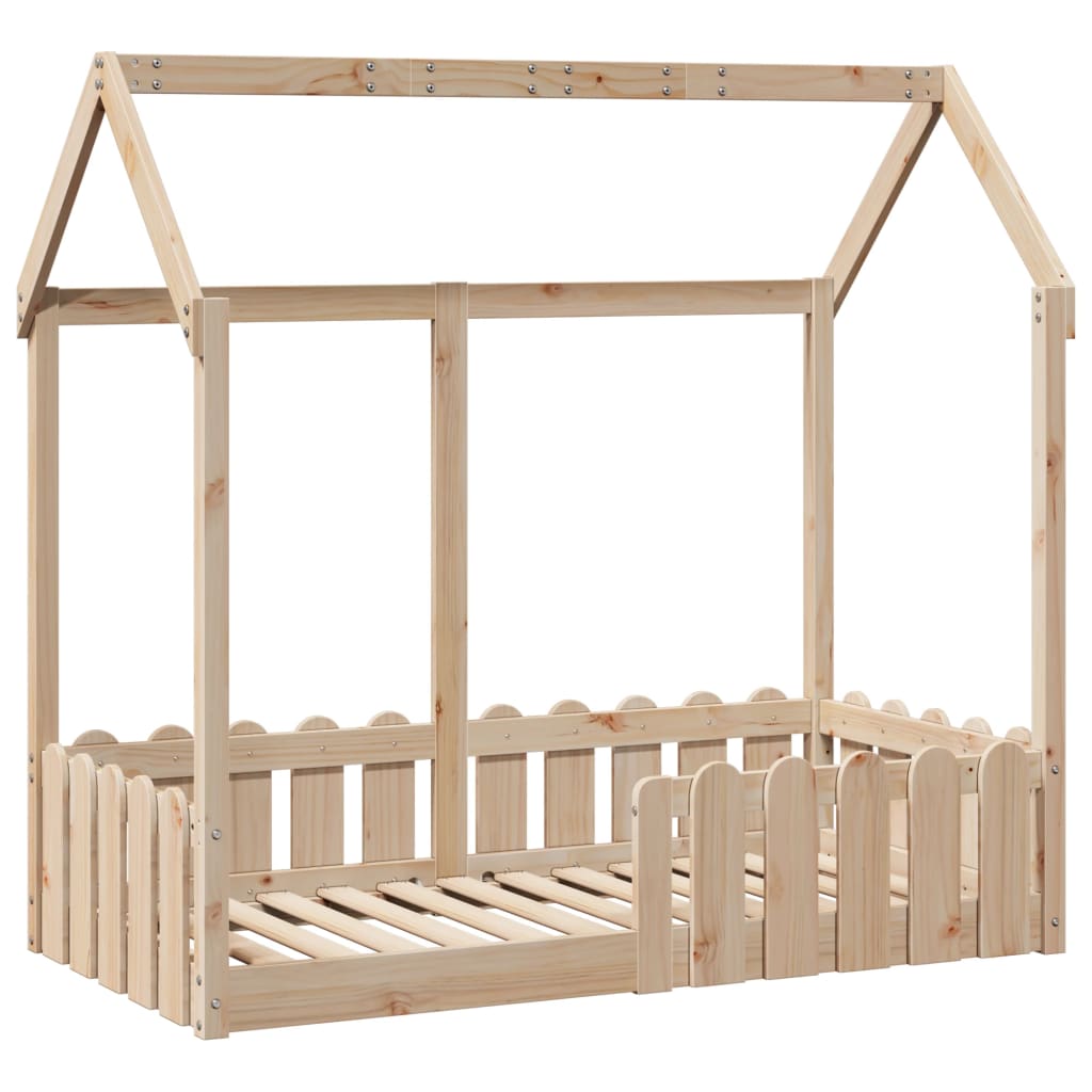 vidaXL Cama con forma de casa de niños madera maciza marrón 70x140 cm