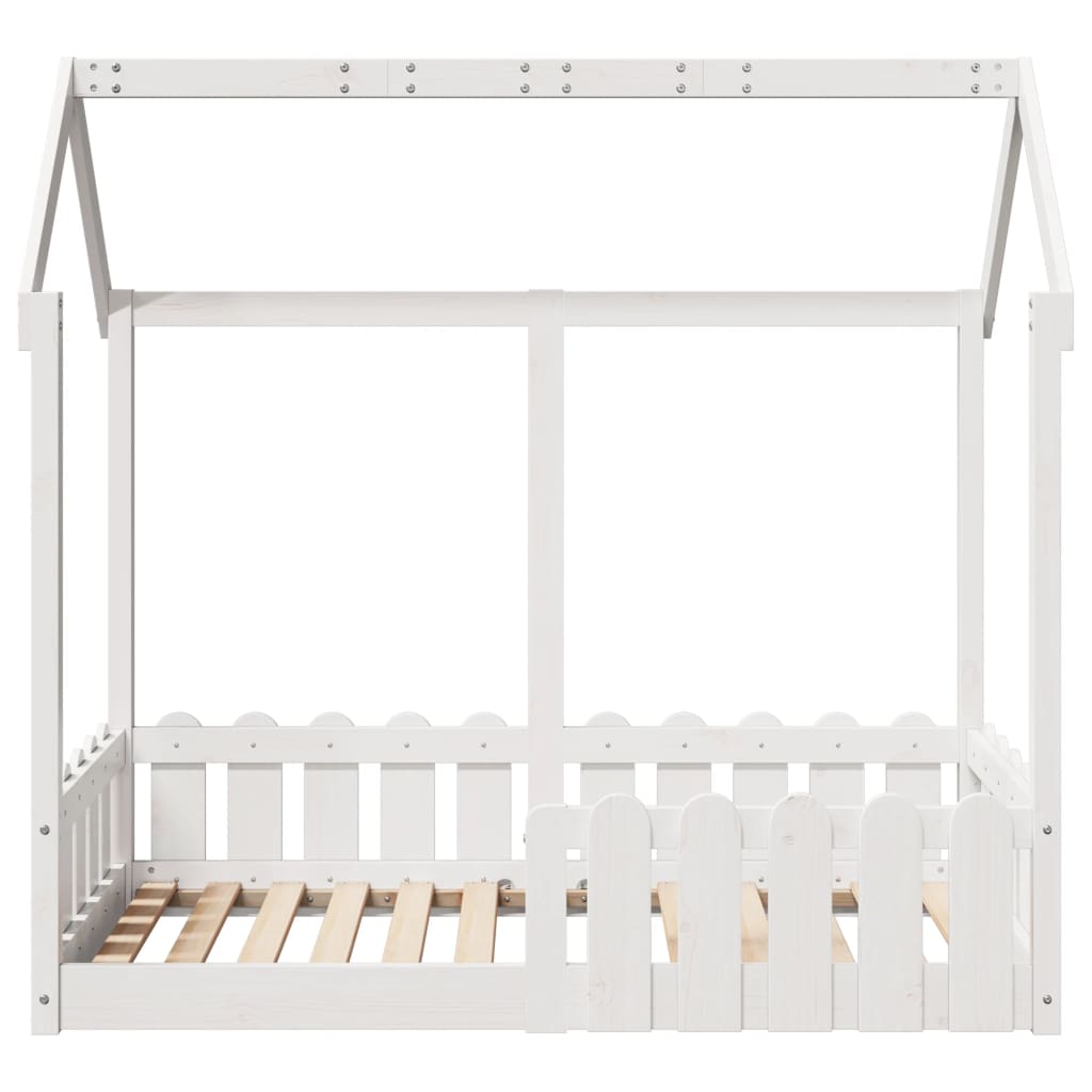 vidaXL Cama con forma de casa para niños madera maciza blanco 70x140cm