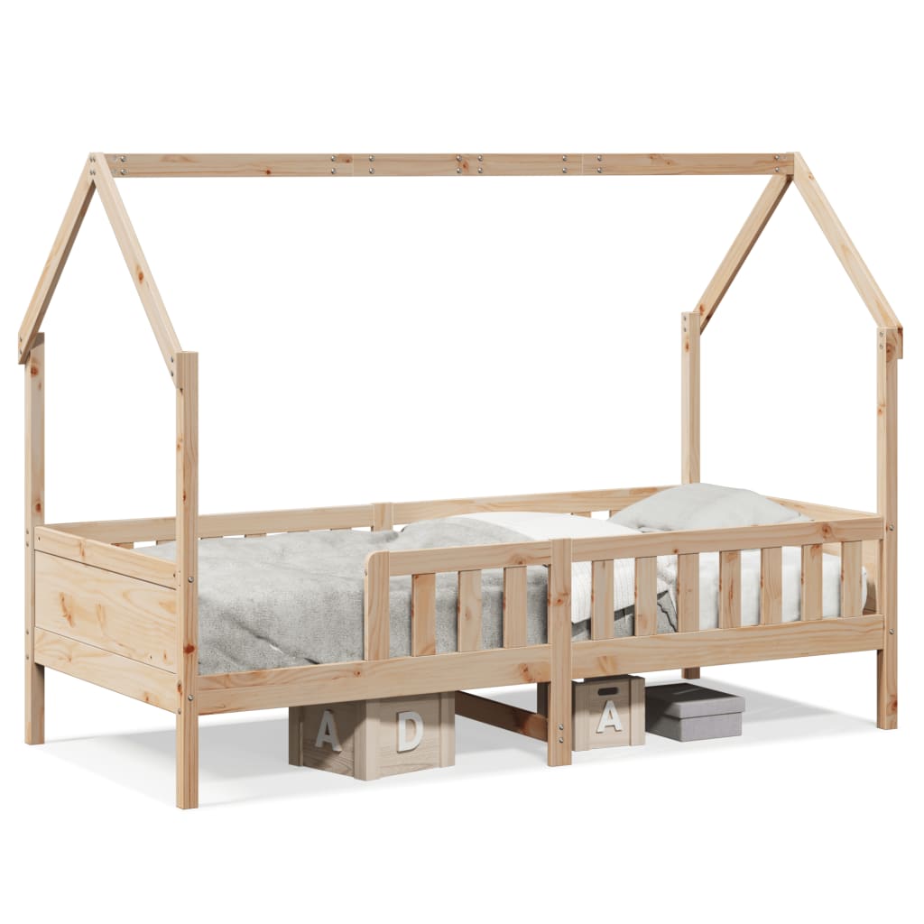 vidaXL Cama con forma de casa para niños madera maciza pino 90x200 cm