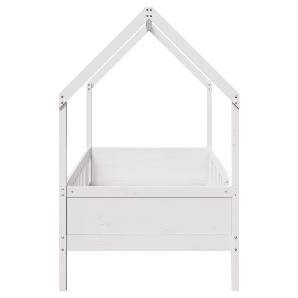 vidaXL Cama con forma de casa de niños madera maciza blanca 90x200 cm