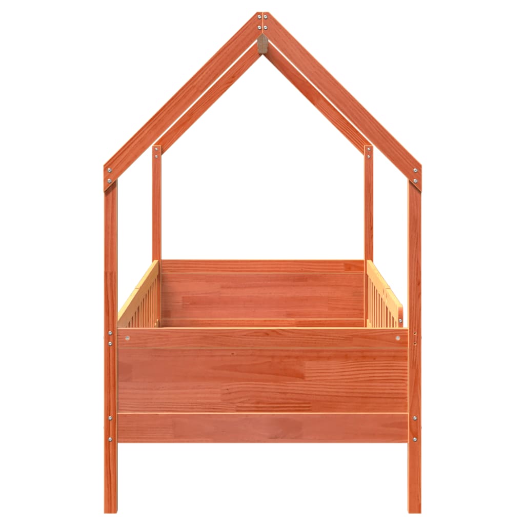 vidaXL Cama con forma de casa de niños madera maciza marrón 90x200 cm