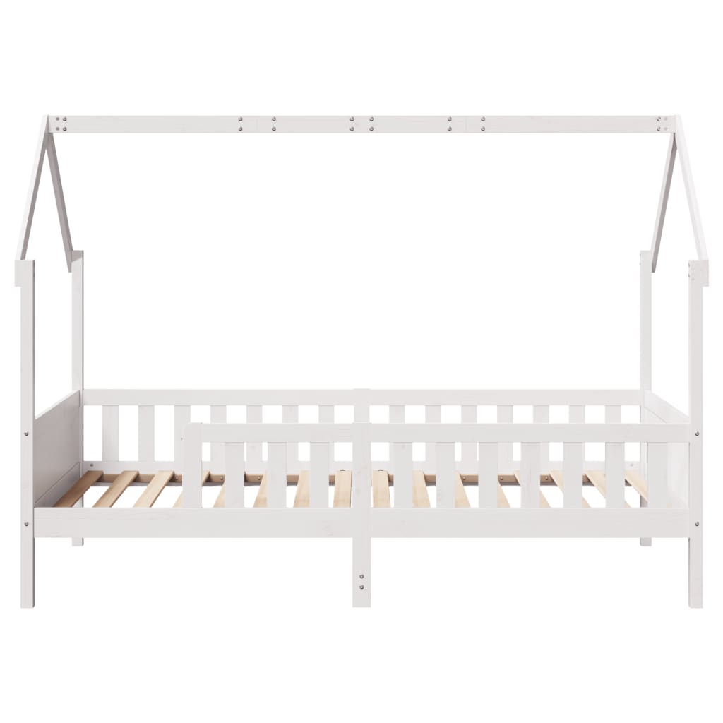 vidaXL Cama con forma de casa de niños madera maciza blanca 90x190 cm