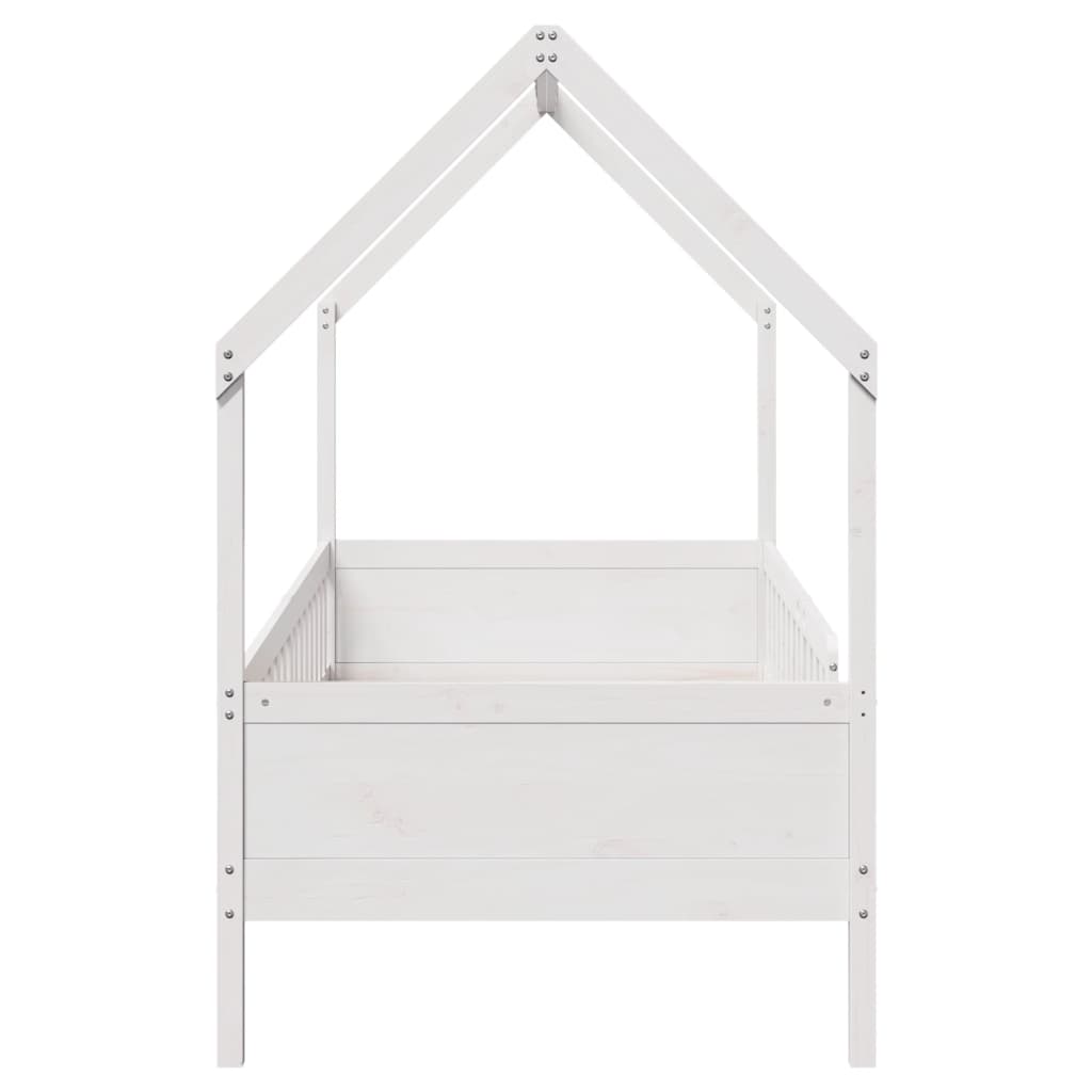 vidaXL Cama con forma de casa de niños madera maciza blanca 90x190 cm