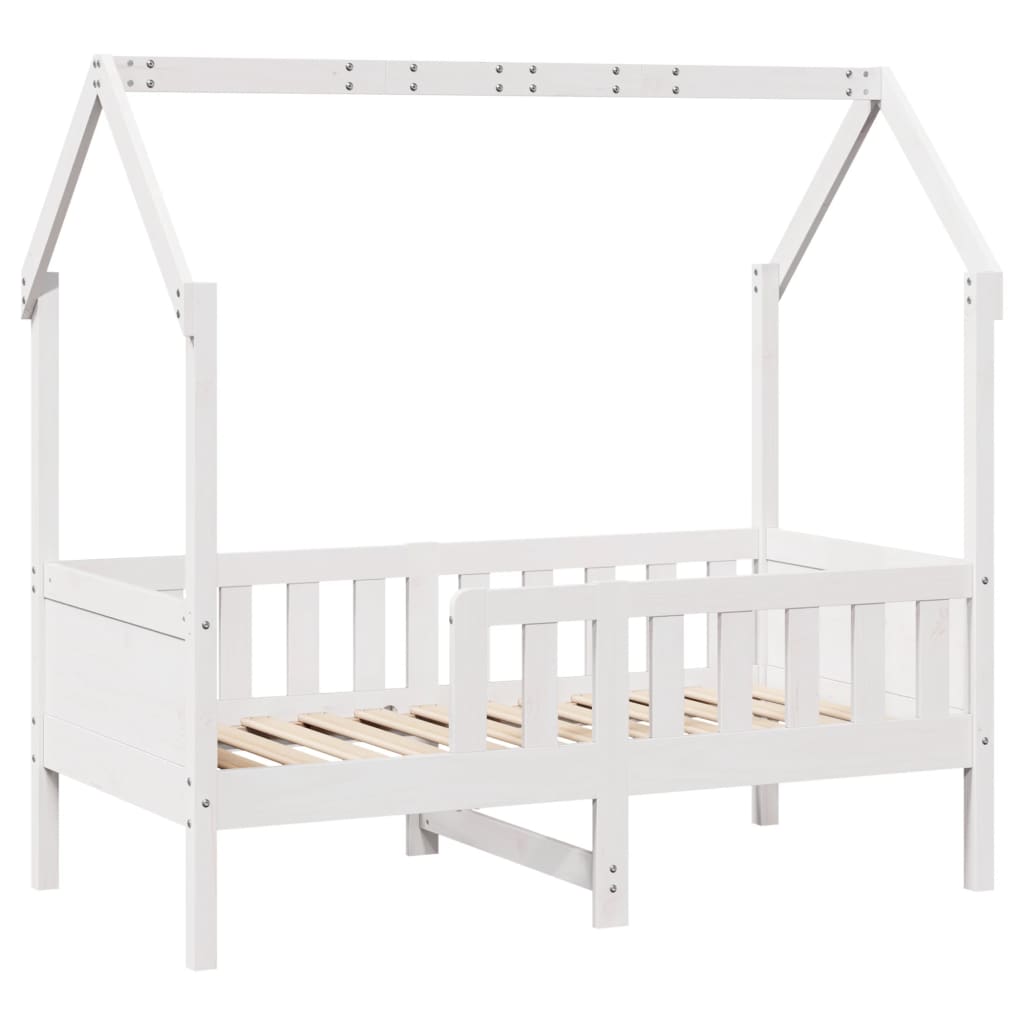 vidaXL Cama con forma de casa para niños madera maciza blanco 80x160cm