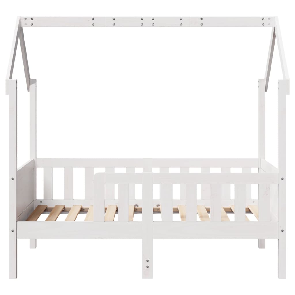 vidaXL Cama con forma de casa para niños madera maciza blanco 80x160cm