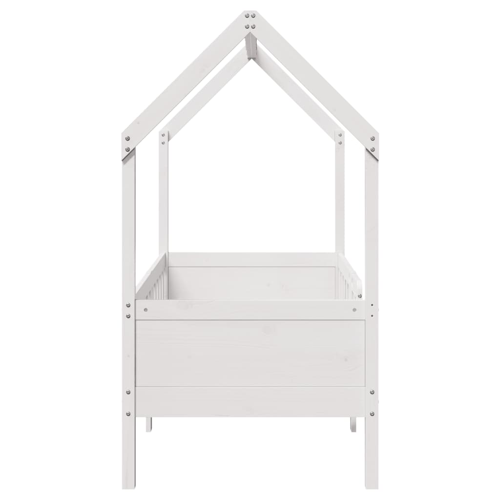 vidaXL Cama con forma de casa para niños madera maciza blanco 80x160cm