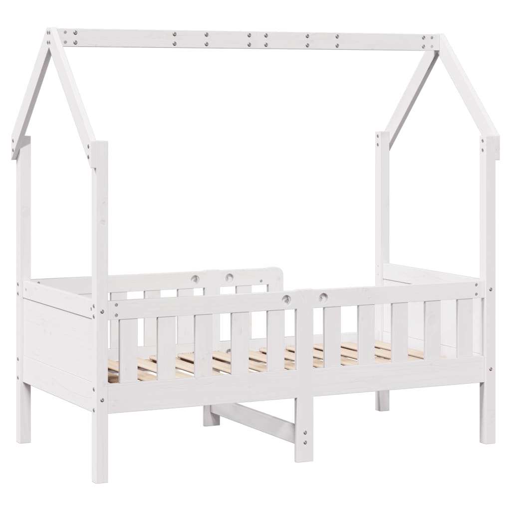 vidaXL Cama con forma de casa para niños madera maciza blanco 80x160cm