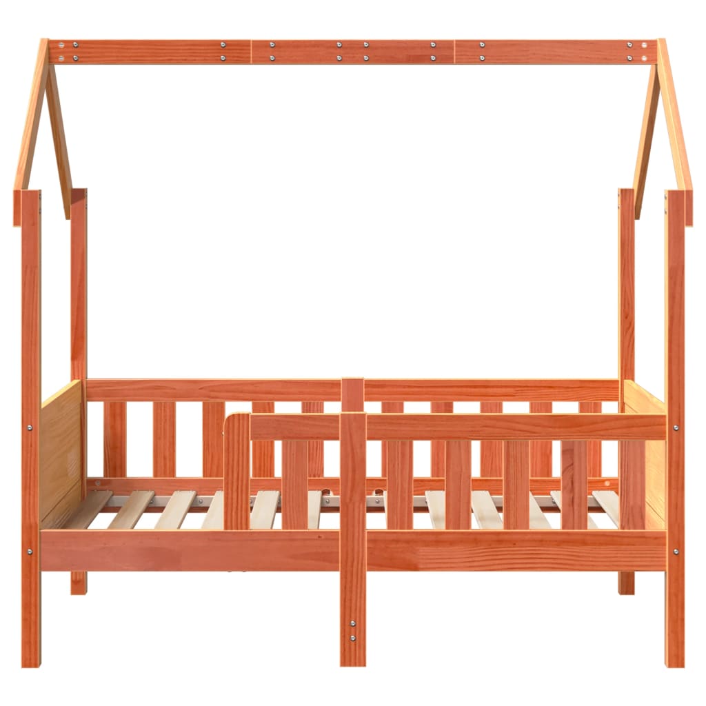 vidaXL Cama con forma de casa de niños madera maciza marrón 80x160 cm