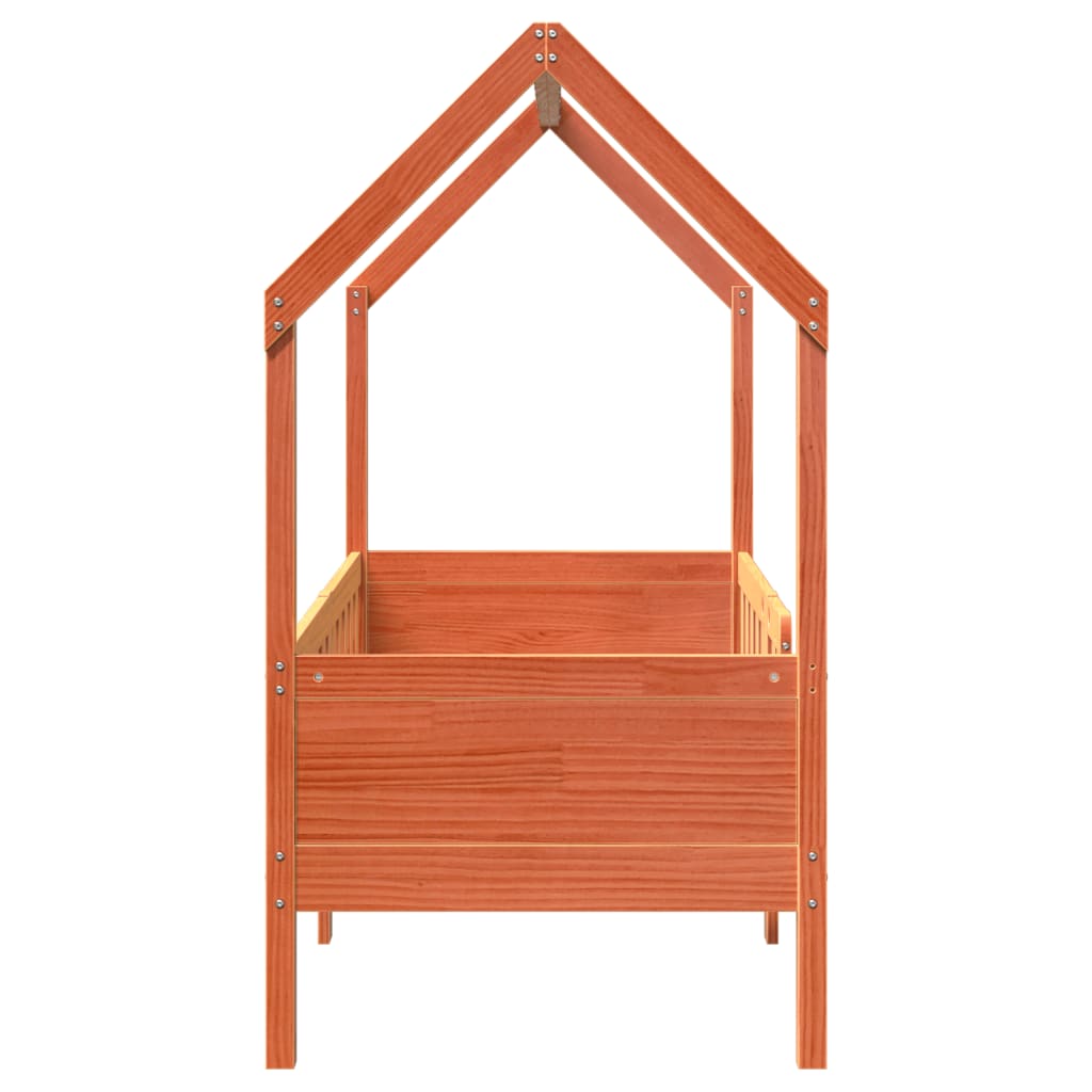 vidaXL Cama con forma de casa de niños madera maciza marrón 80x160 cm