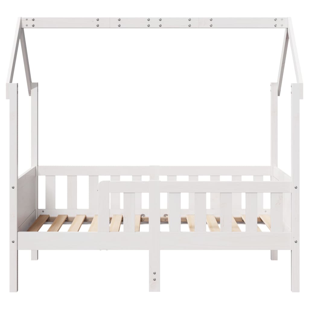 vidaXL Cama con forma de casa para niños madera maciza blanco 70x140cm