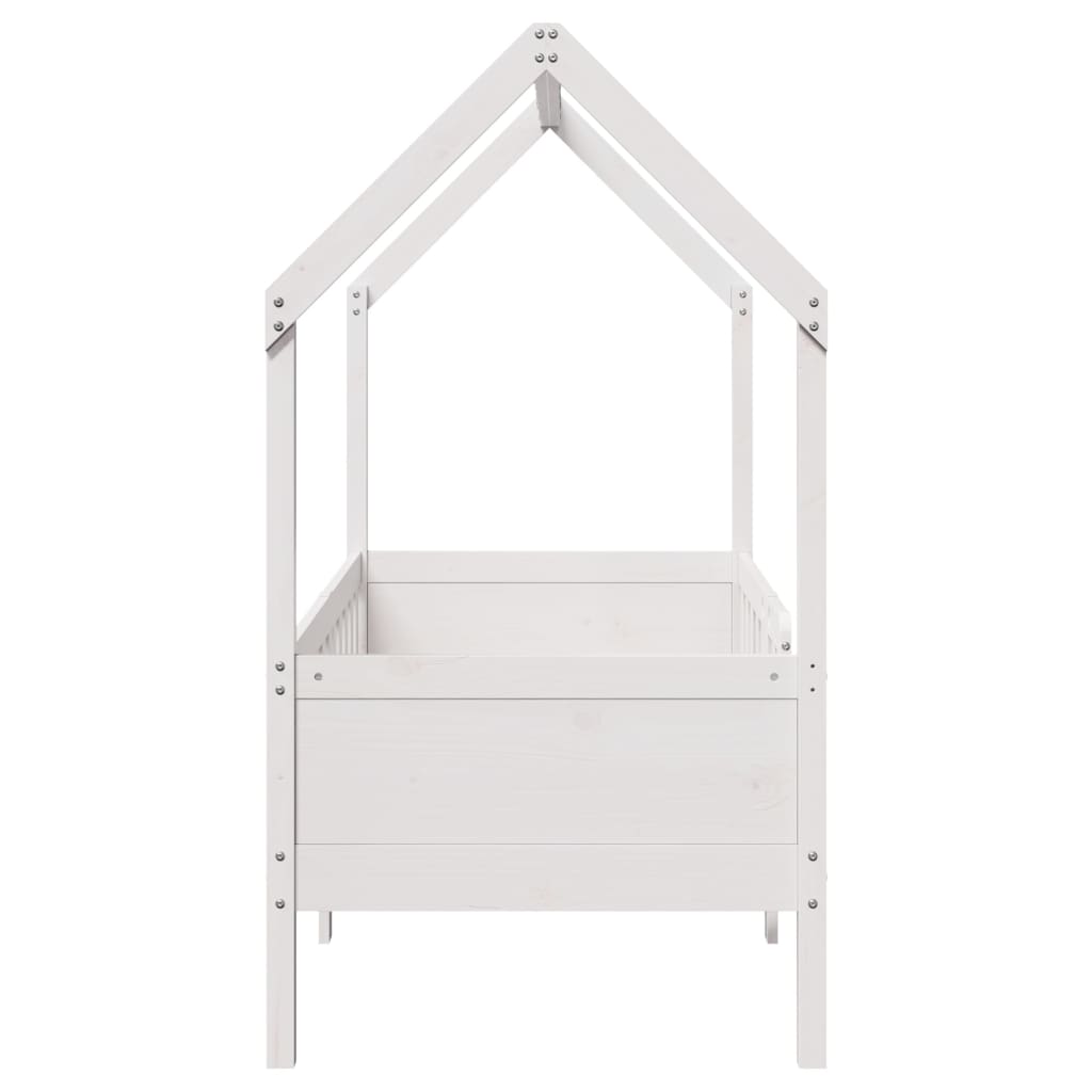 vidaXL Cama con forma de casa para niños madera maciza blanco 70x140cm