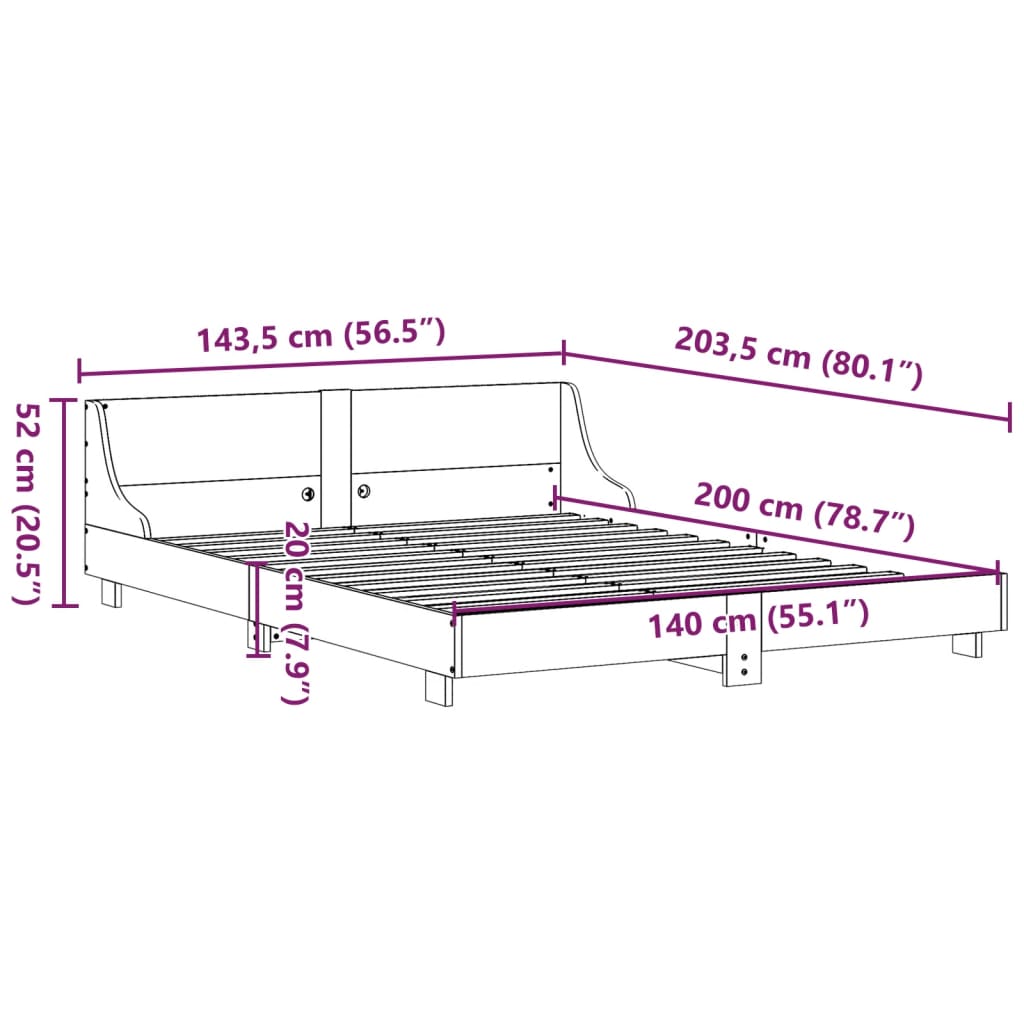 vidaXL Estructura de cama sin colchón madera de pino blanca 140x200 cm