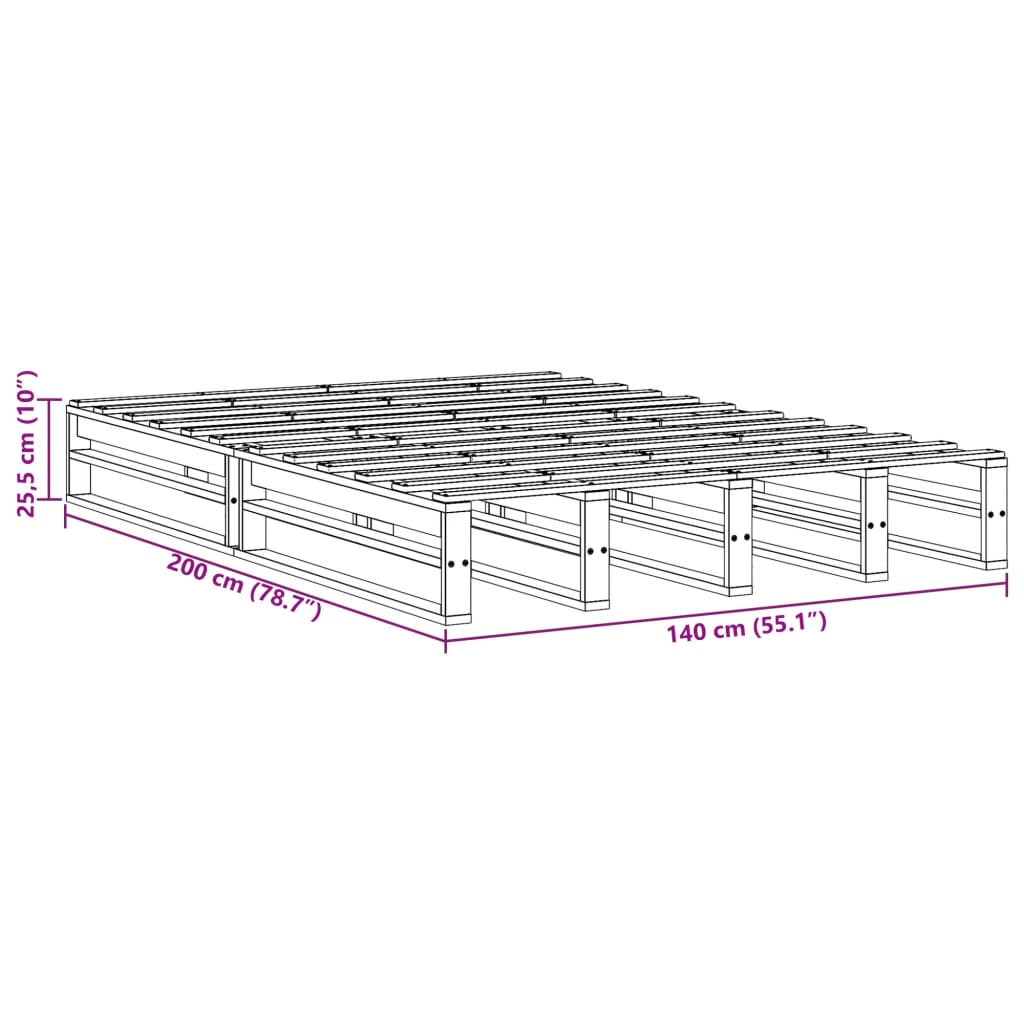 vidaXL Estructura de cama sin colchón madera de pino blanca 140x200 cm