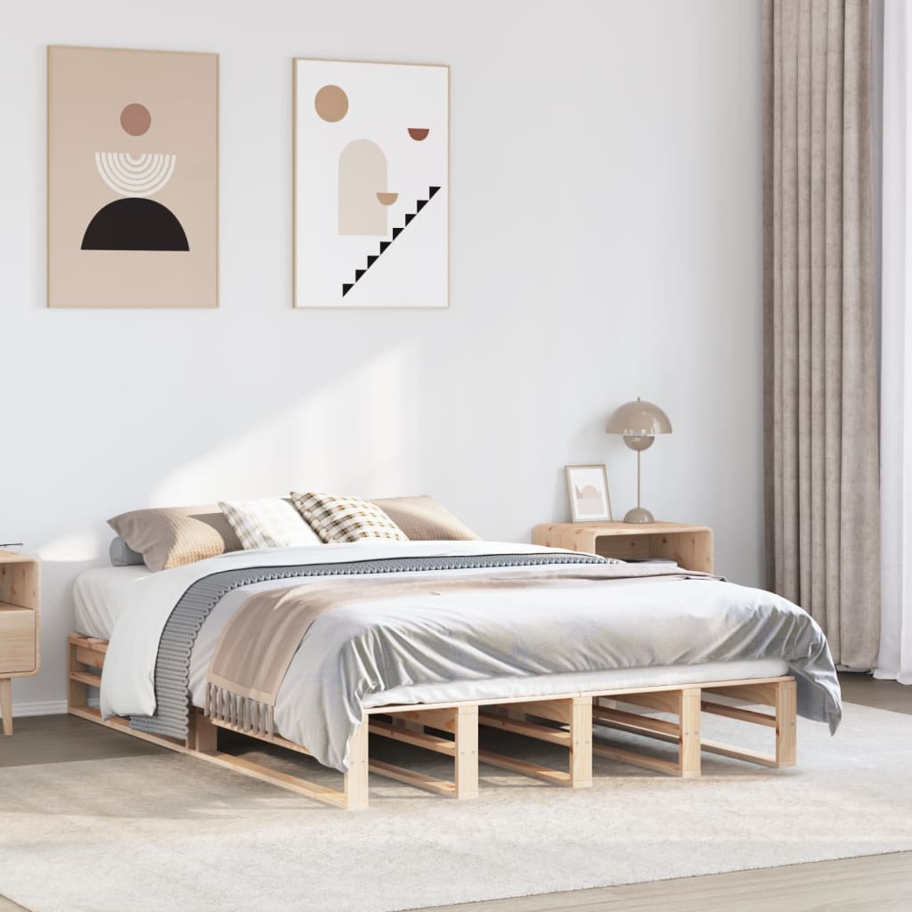 vidaXL Estructura de cama sin colchón madera de pino blanco 150x200 cm