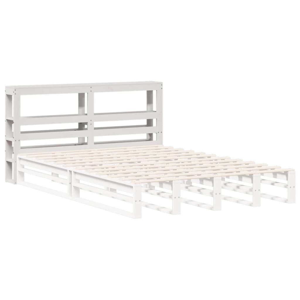 vidaXL Cabecero de cama con estantes madera maciza pino blanco 120 cm