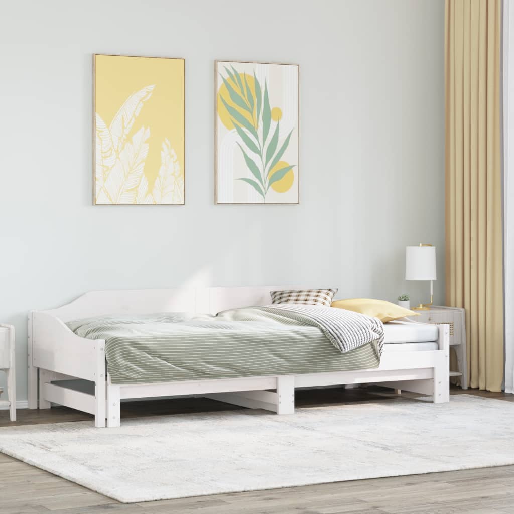 vidaXL Sofá cama nido madera maciza de pino blanco 90x200 cm