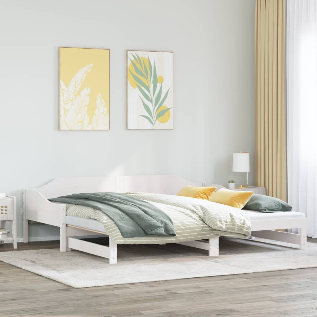 vidaXL Sofá cama nido sin colchón madera maciza blanco 90x190 cm