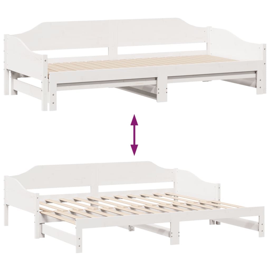 vidaXL Sofá cama nido sin colchón madera maciza blanco 90x190 cm