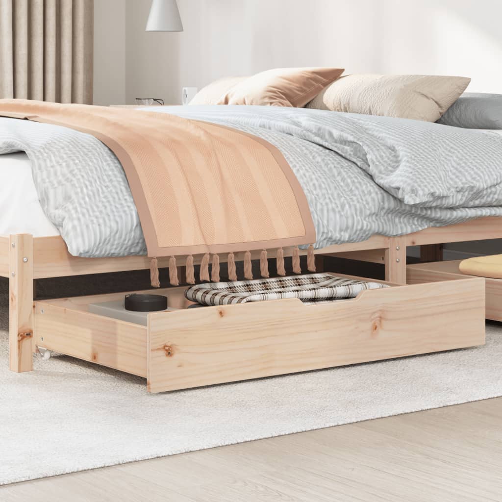 vidaXL Cajones debajo de cama con ruedas 2 uds madera maciza de pino