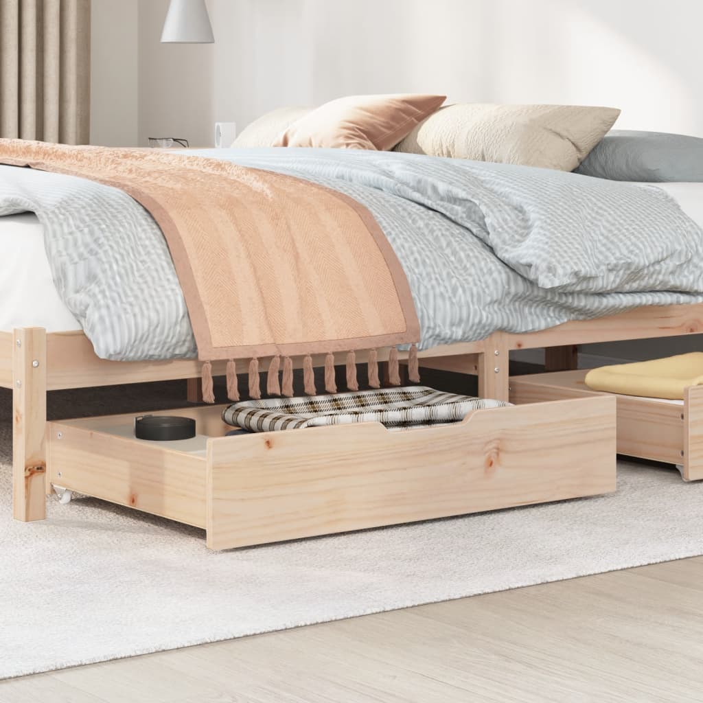 vidaXL Cajones debajo de cama con ruedas 2 uds madera maciza de pino