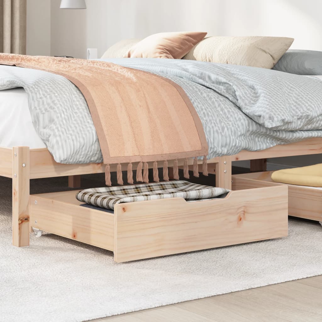 vidaXL Cajones debajo de cama con ruedas 2 uds madera maciza de pino