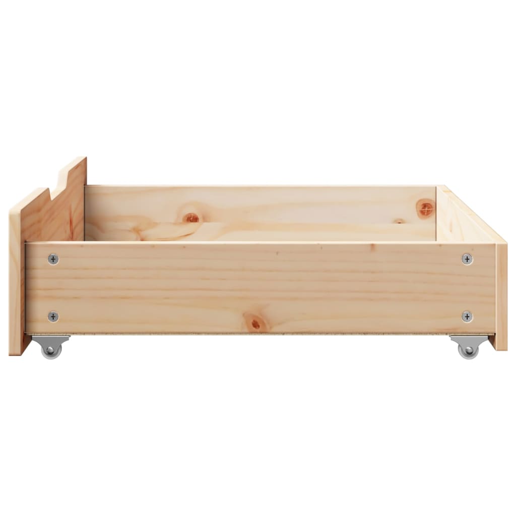 vidaXL Cajones debajo de cama con ruedas 2 uds madera maciza de pino