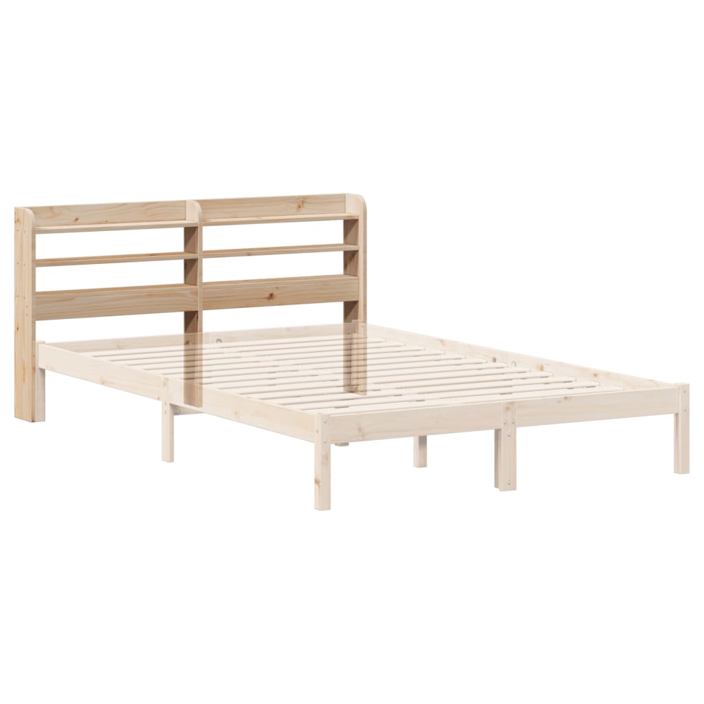 vidaXL Cabecero de cama con estantes madera maciza de pino 135 cm