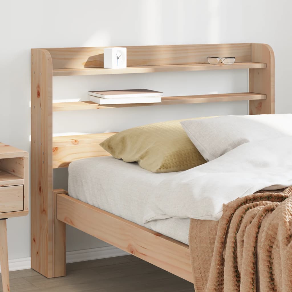 vidaXL Cabecero de cama con estantes madera maciza de pino 90 cm