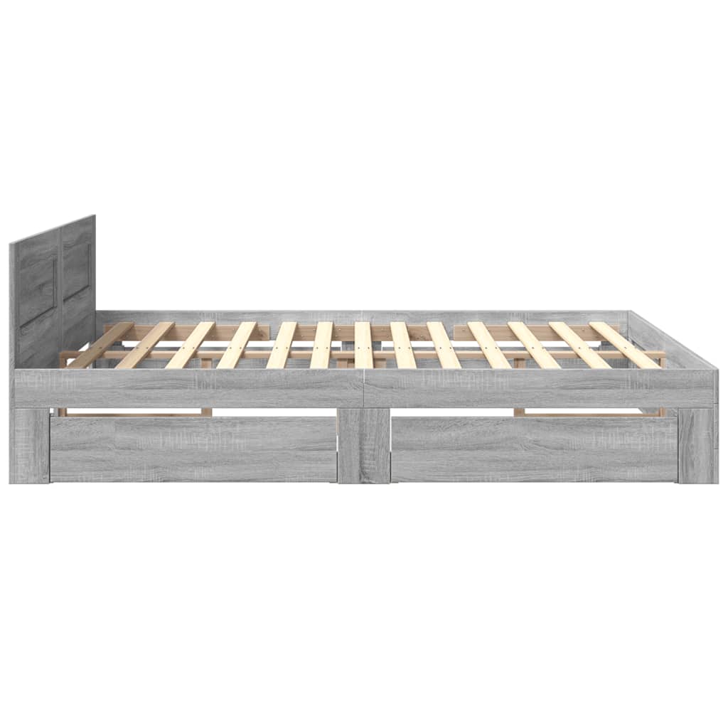 vidaXL Cama con cabecero madera ingeniería gris Sonoma 200x200 cm