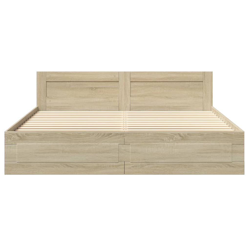 vidaXL Cama con cabecero madera de ingeniería roble Sonoma 180x200 cm