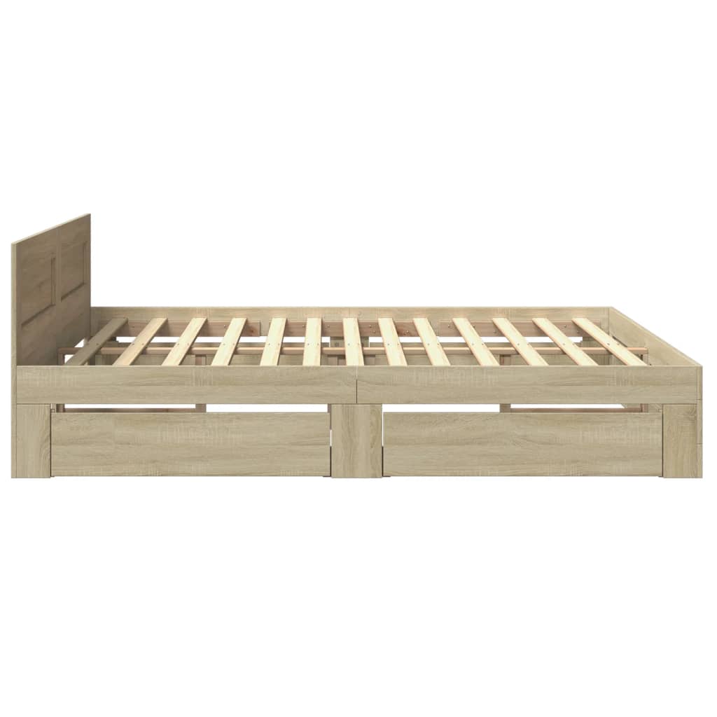 vidaXL Cama con cabecero madera de ingeniería roble Sonoma 180x200 cm