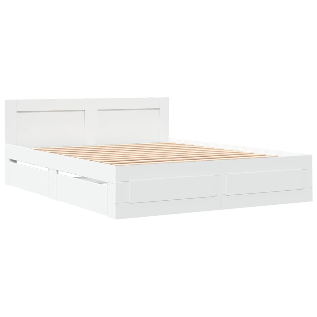 vidaXL Estructura de cama con cabecero sin colchón blanco 160x200 cm