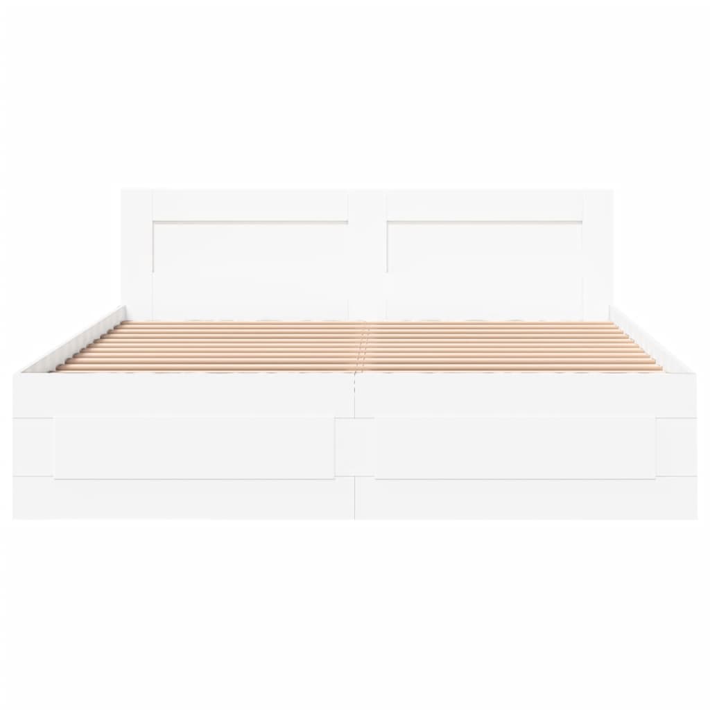 vidaXL Estructura de cama con cabecero sin colchón blanco 160x200 cm