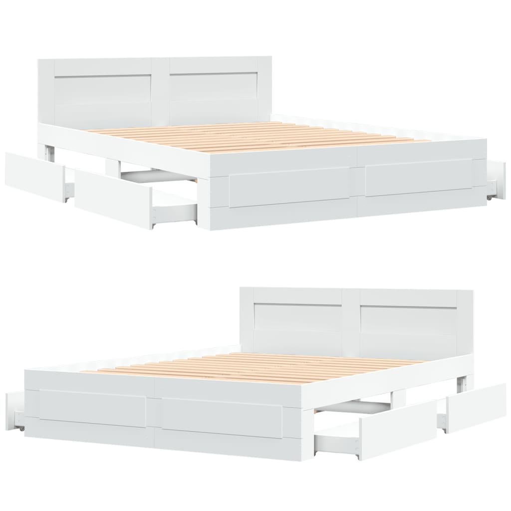 vidaXL Estructura de cama con cabecero sin colchón blanco 160x200 cm