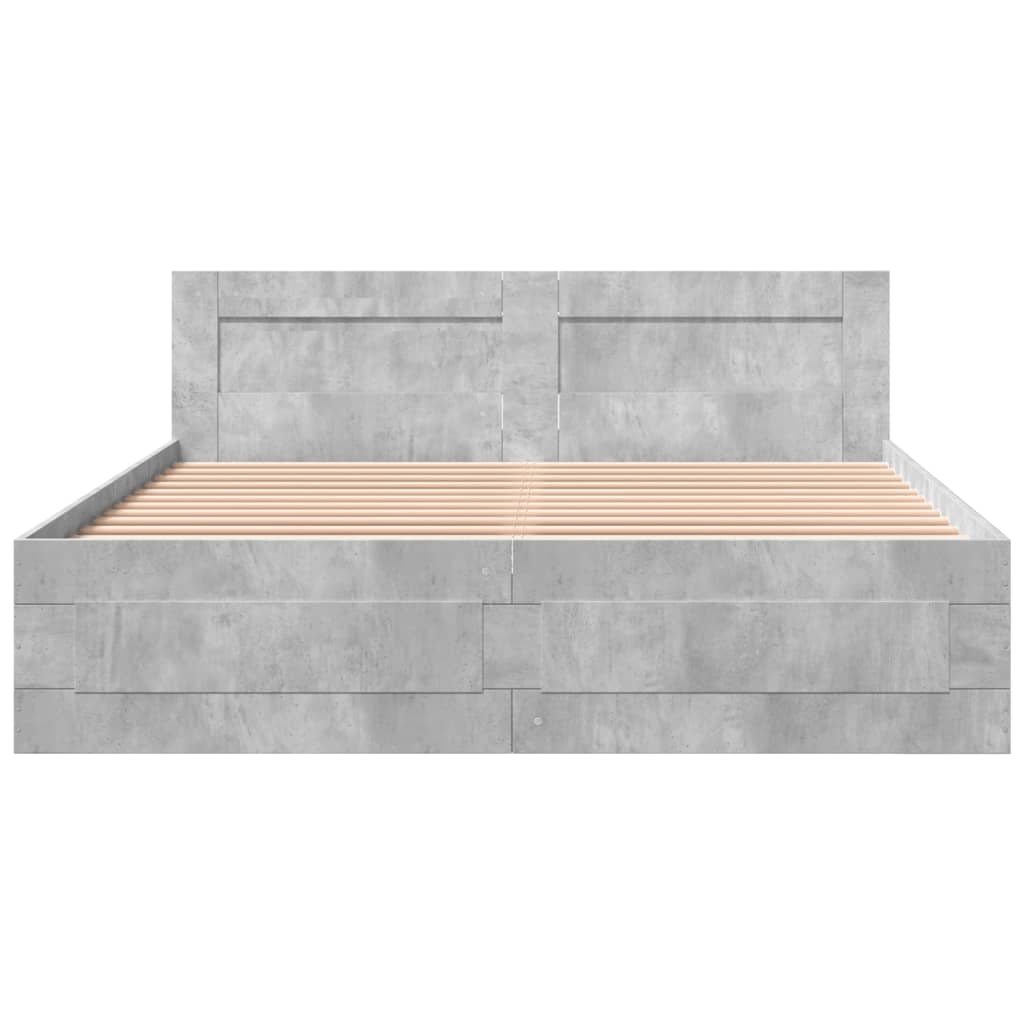 vidaXL Cama con cabecero madera de ingeniería gris hormigón 160x200 cm