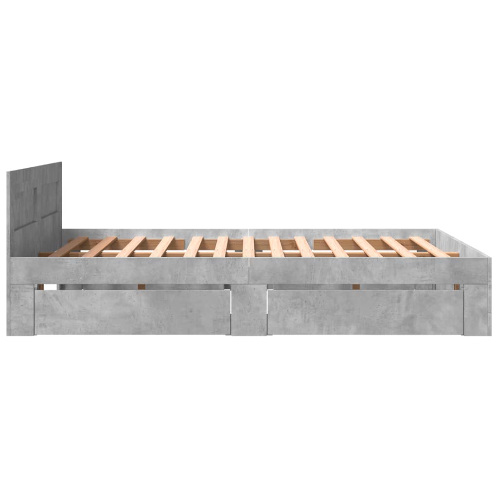 vidaXL Cama con cabecero madera de ingeniería gris hormigón 160x200 cm