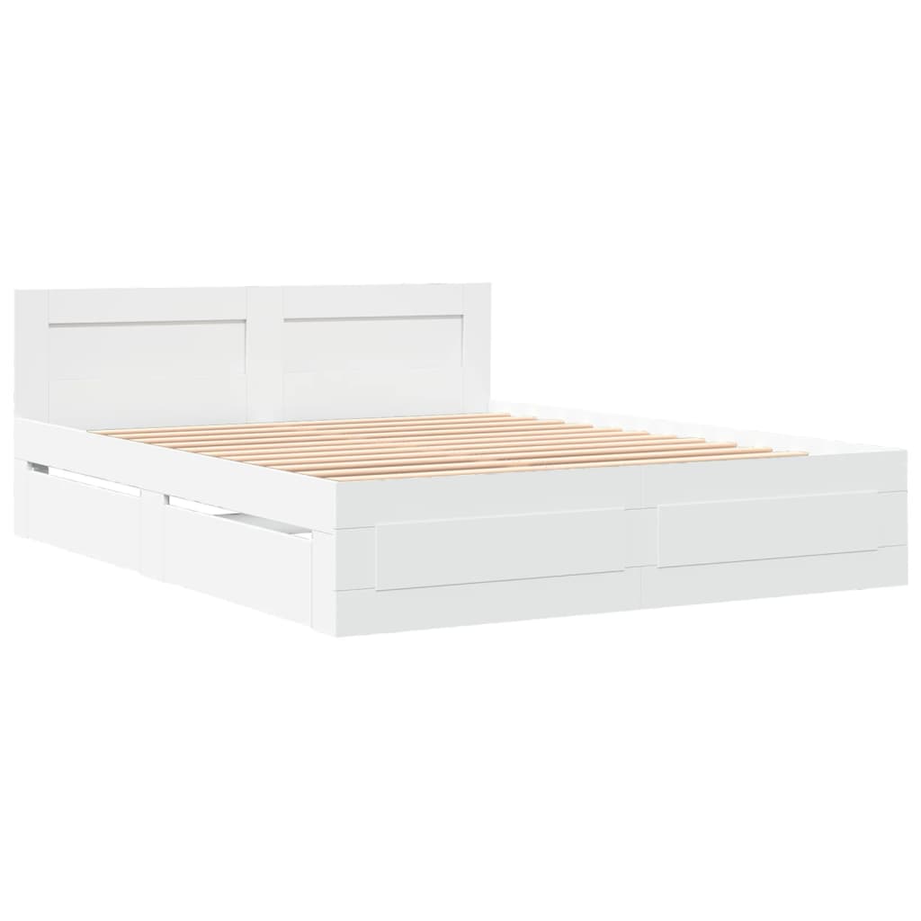 vidaXL Estructura cama con cabecero madera ingeniería blanco 150x200cm