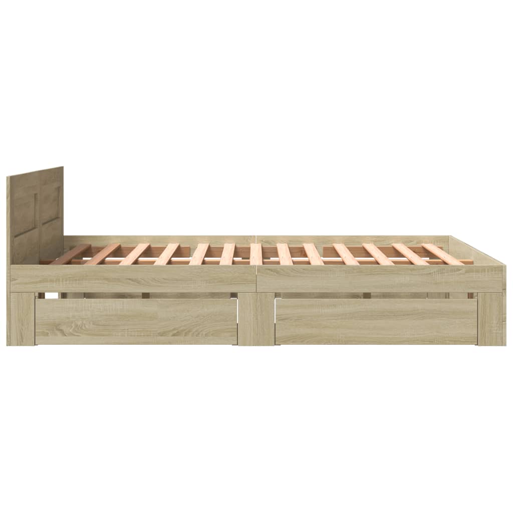 vidaXL Cama con cabecero madera de ingeniería roble Sonoma 150x200 cm