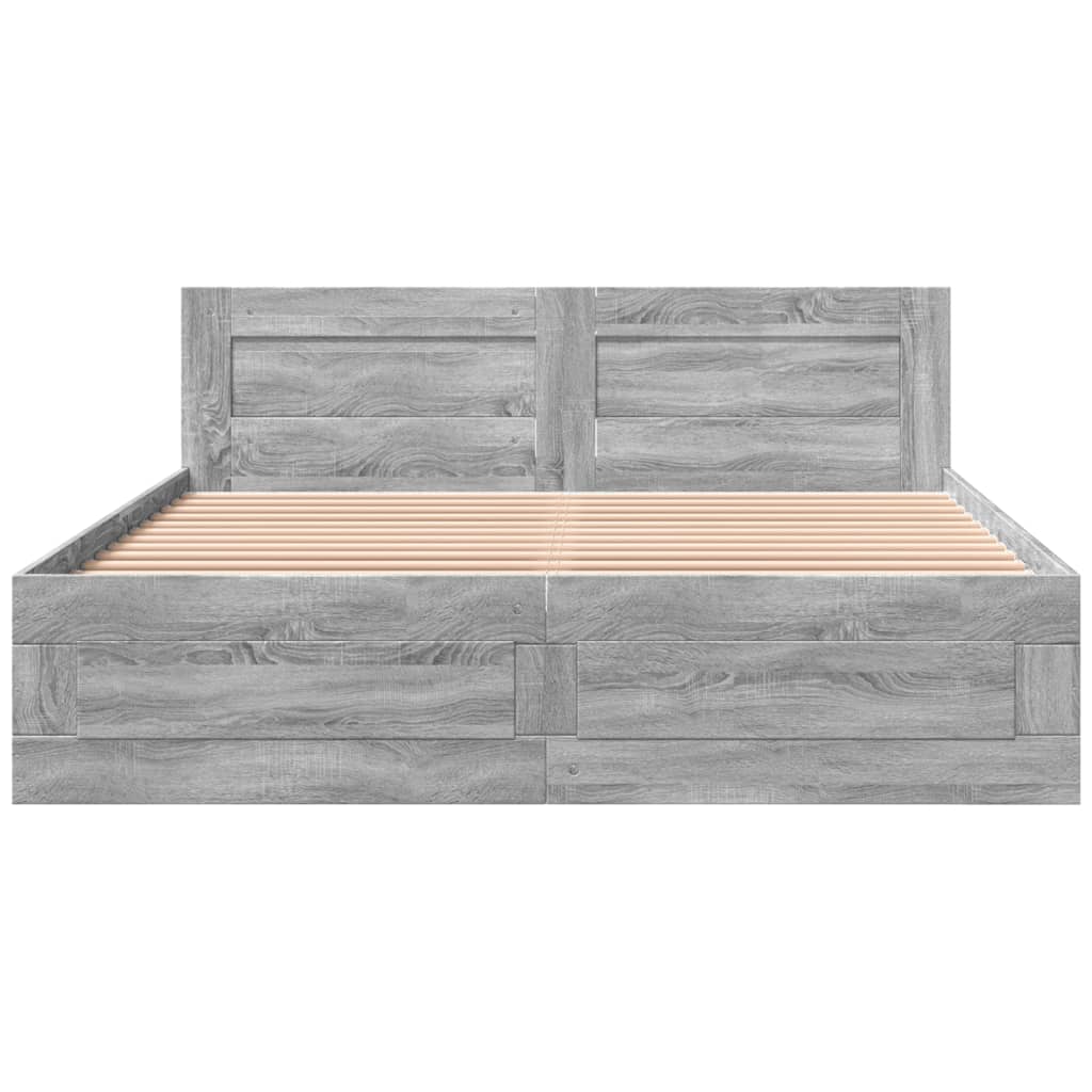 vidaXL Cama con cabecero madera de ingeniería gris Sonoma 150x200 cm