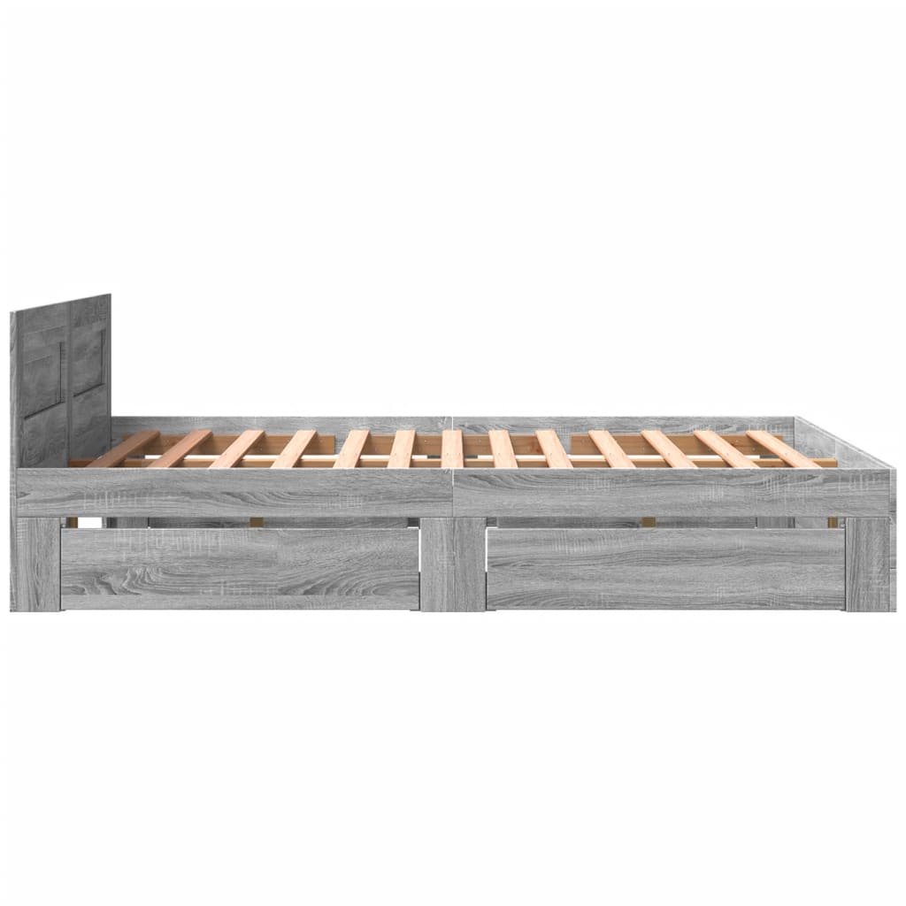 vidaXL Cama con cabecero madera de ingeniería gris Sonoma 150x200 cm