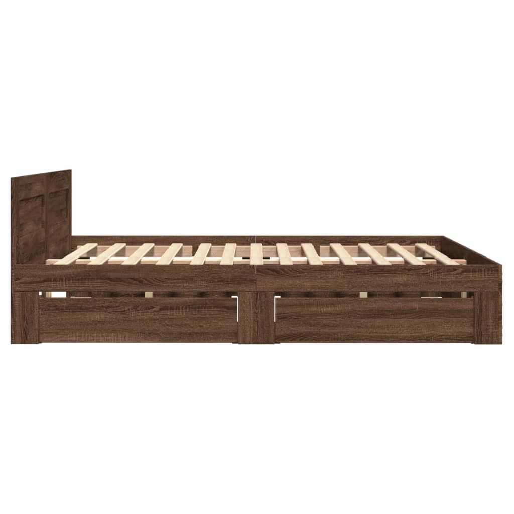 vidaXL Cama con cabecero madera de ingeniería marrón roble 140x200 cm