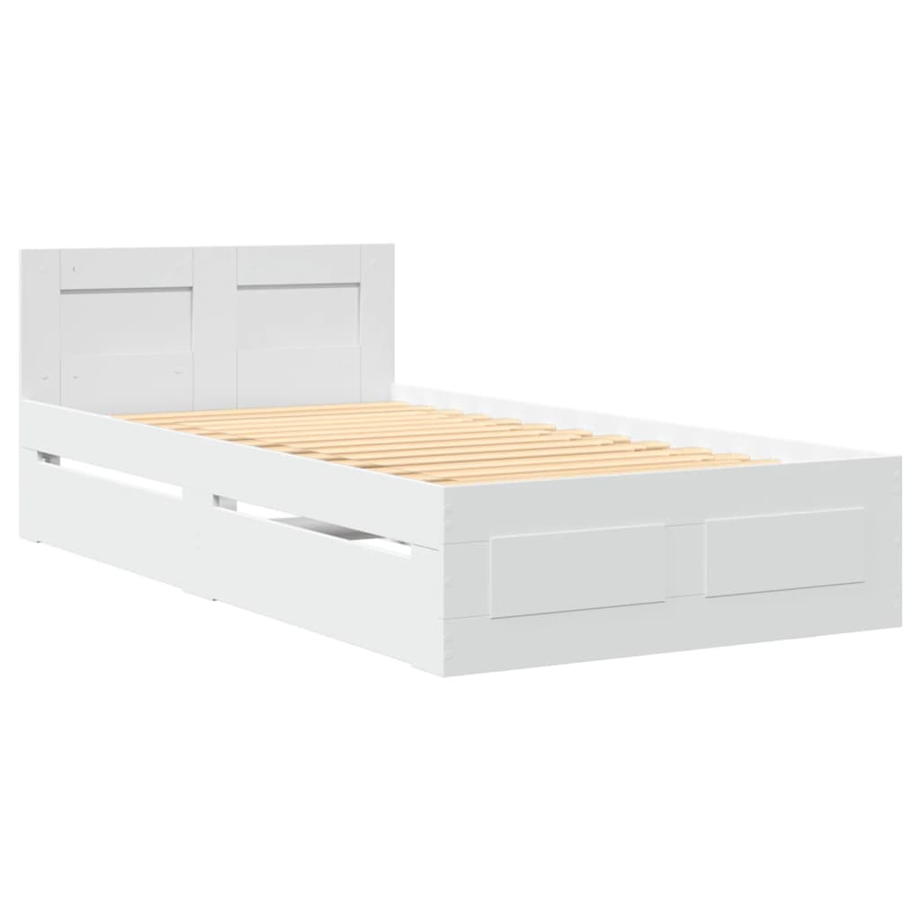 vidaXL Estructura de cama con cabecero sin colchón blanco 100x200 cm