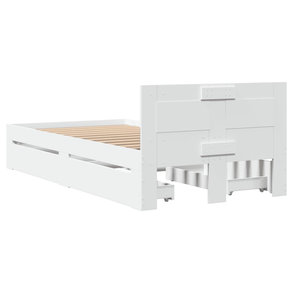 vidaXL Estructura de cama con cabecero sin colchón blanco 100x200 cm