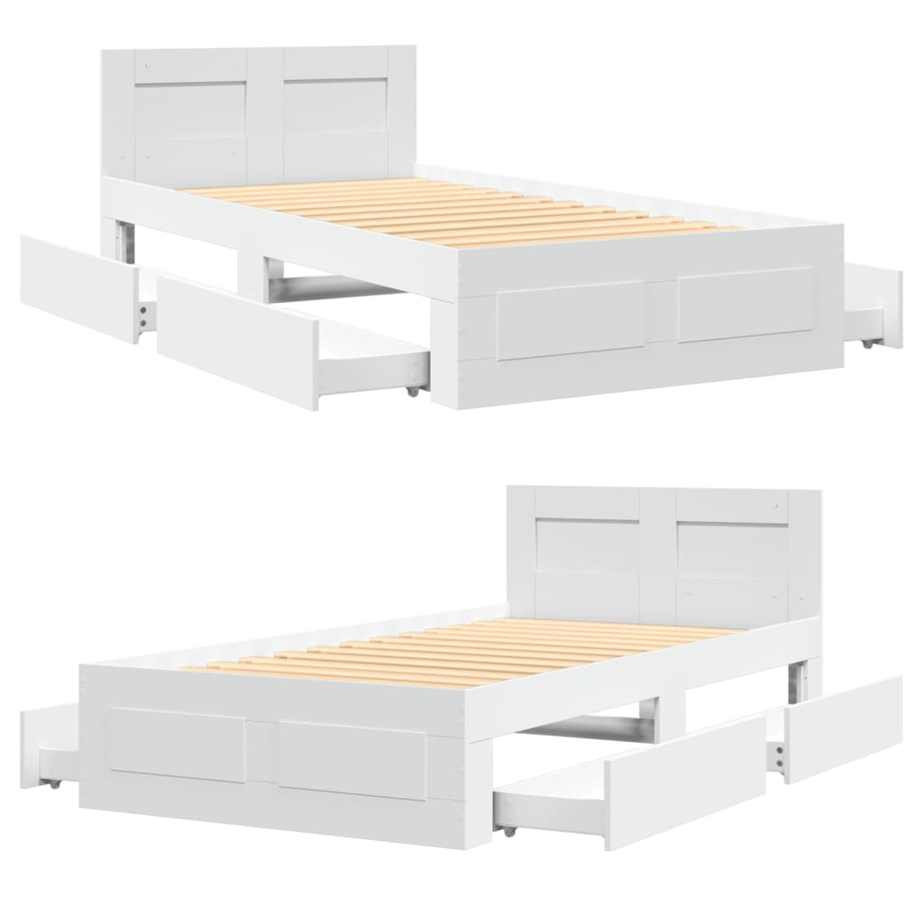 vidaXL Estructura de cama con cabecero sin colchón blanco 100x200 cm