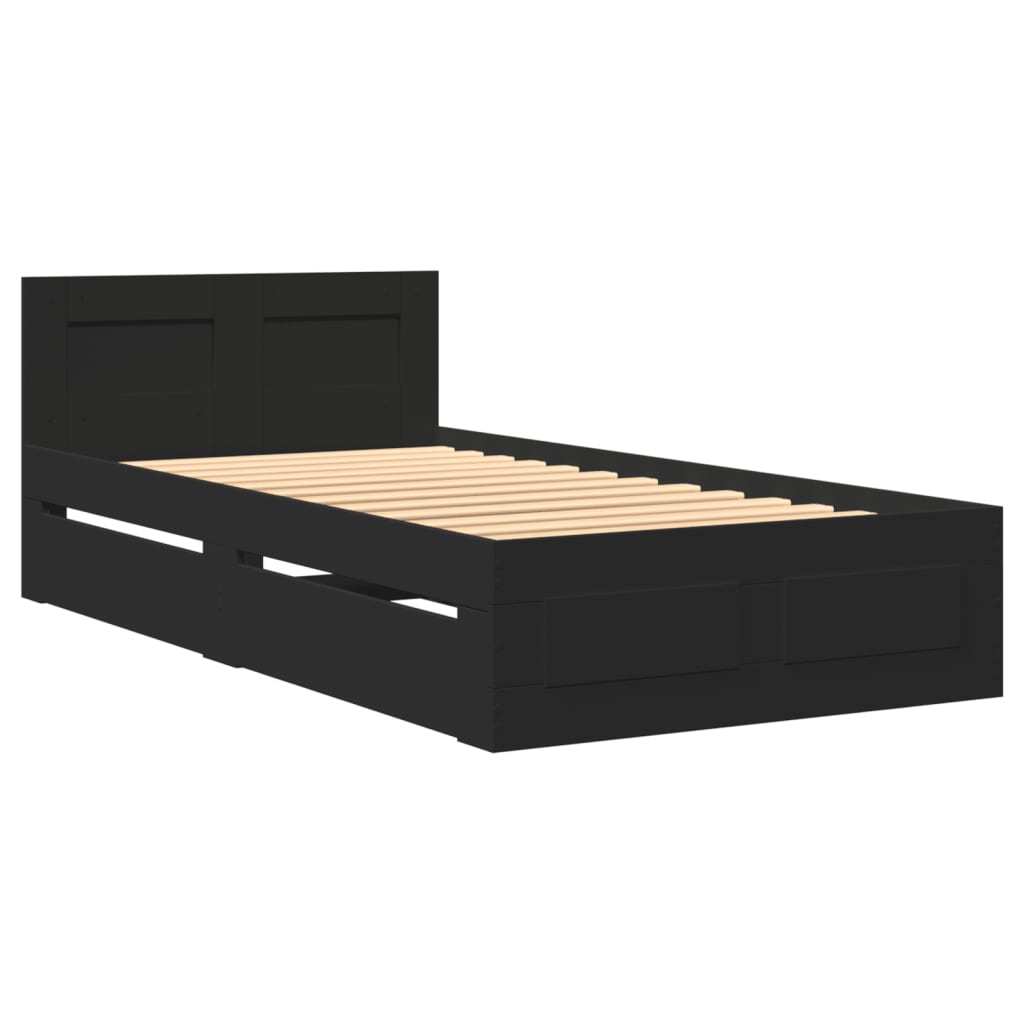 vidaXL Estructura de cama con cabecero sin colchón negro 100x200 cm