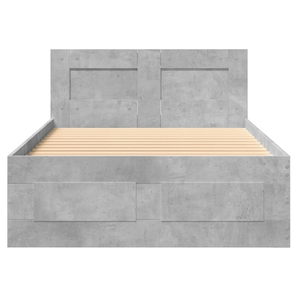 vidaXL Cama con cabecero madera de ingeniería gris hormigón 100x200 cm