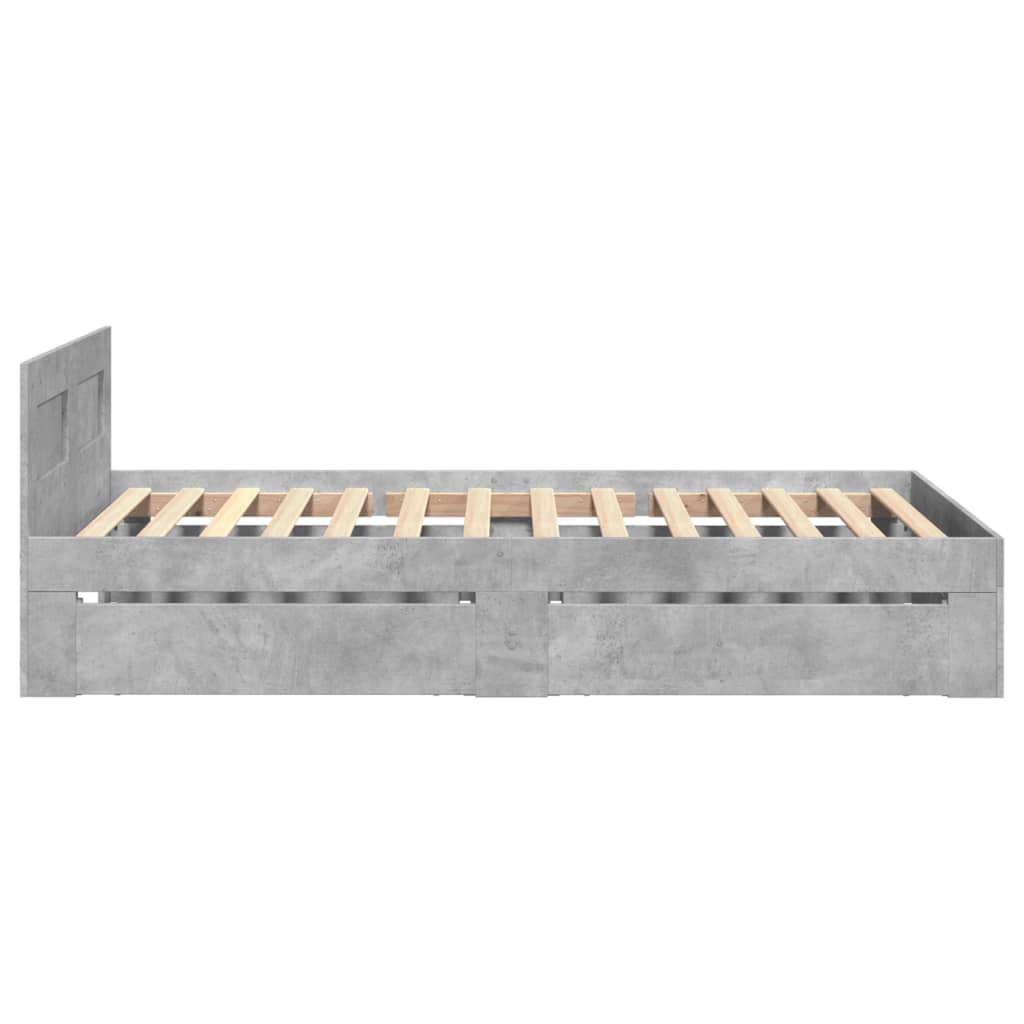 vidaXL Cama con cabecero madera de ingeniería gris hormigón 100x200 cm