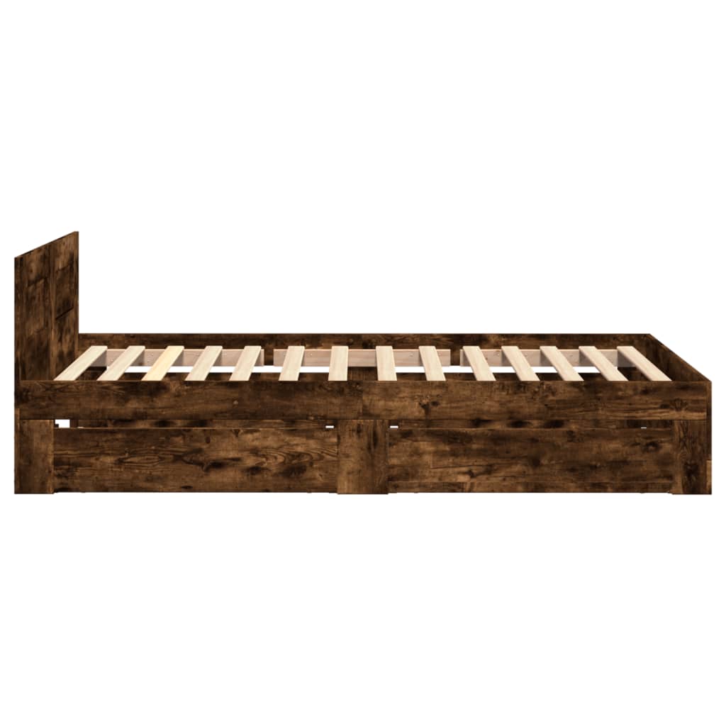 vidaXL Cama con cabecero madera de ingeniería roble ahumado 100x200 cm