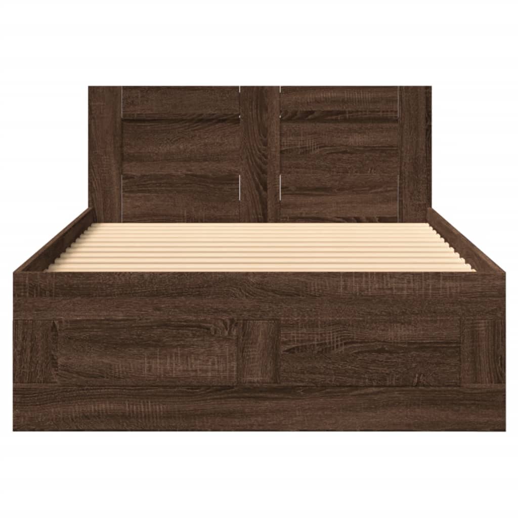 vidaXL Cama con cabecero madera de ingeniería marrón roble 100x200 cm