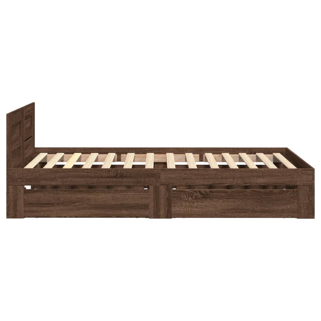 vidaXL Cama con cabecero madera de ingeniería marrón roble 100x200 cm